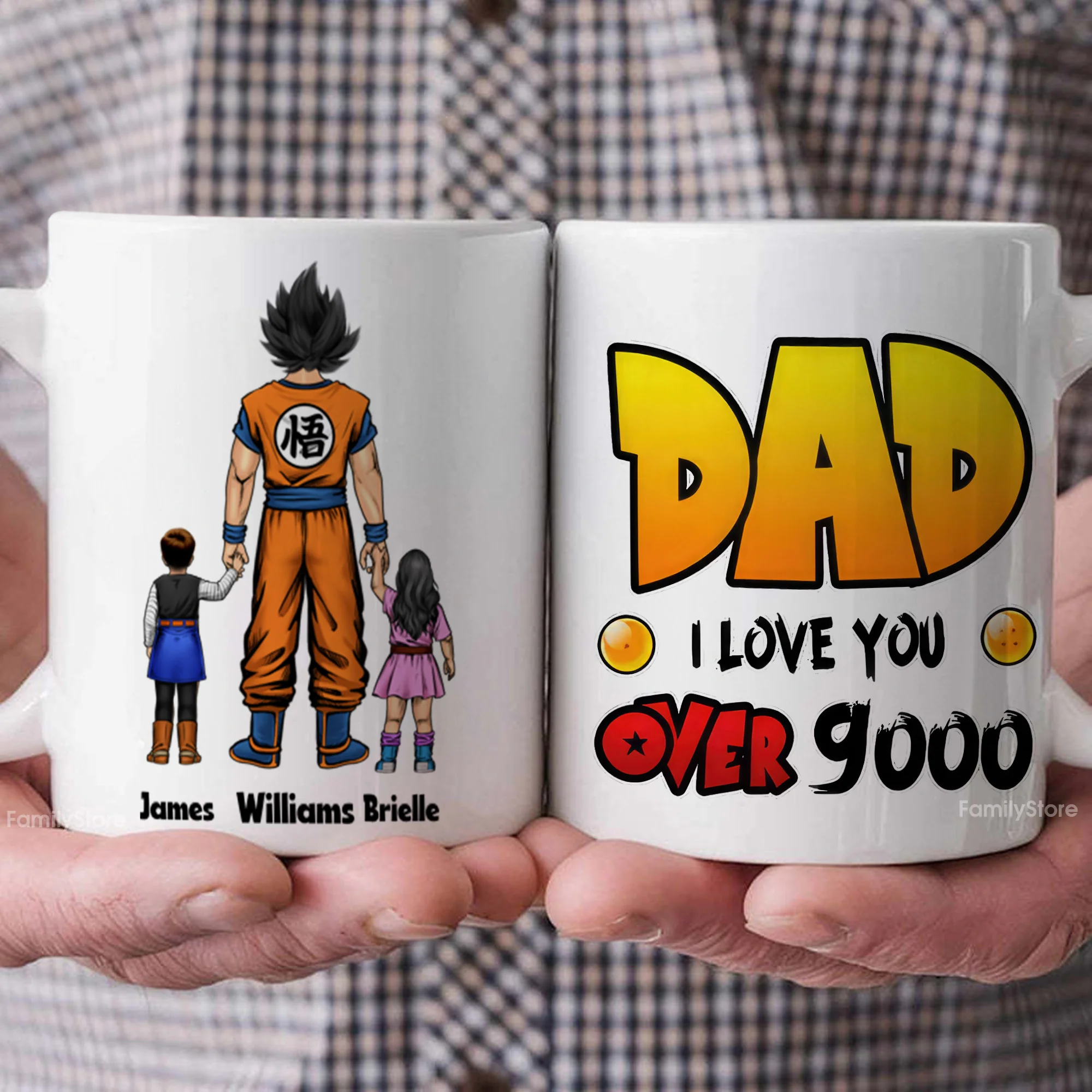 We Love You Over 9000 - Gift For Dad, Husband, Father's Day - Personalized Ceramic Mug - Image 3
