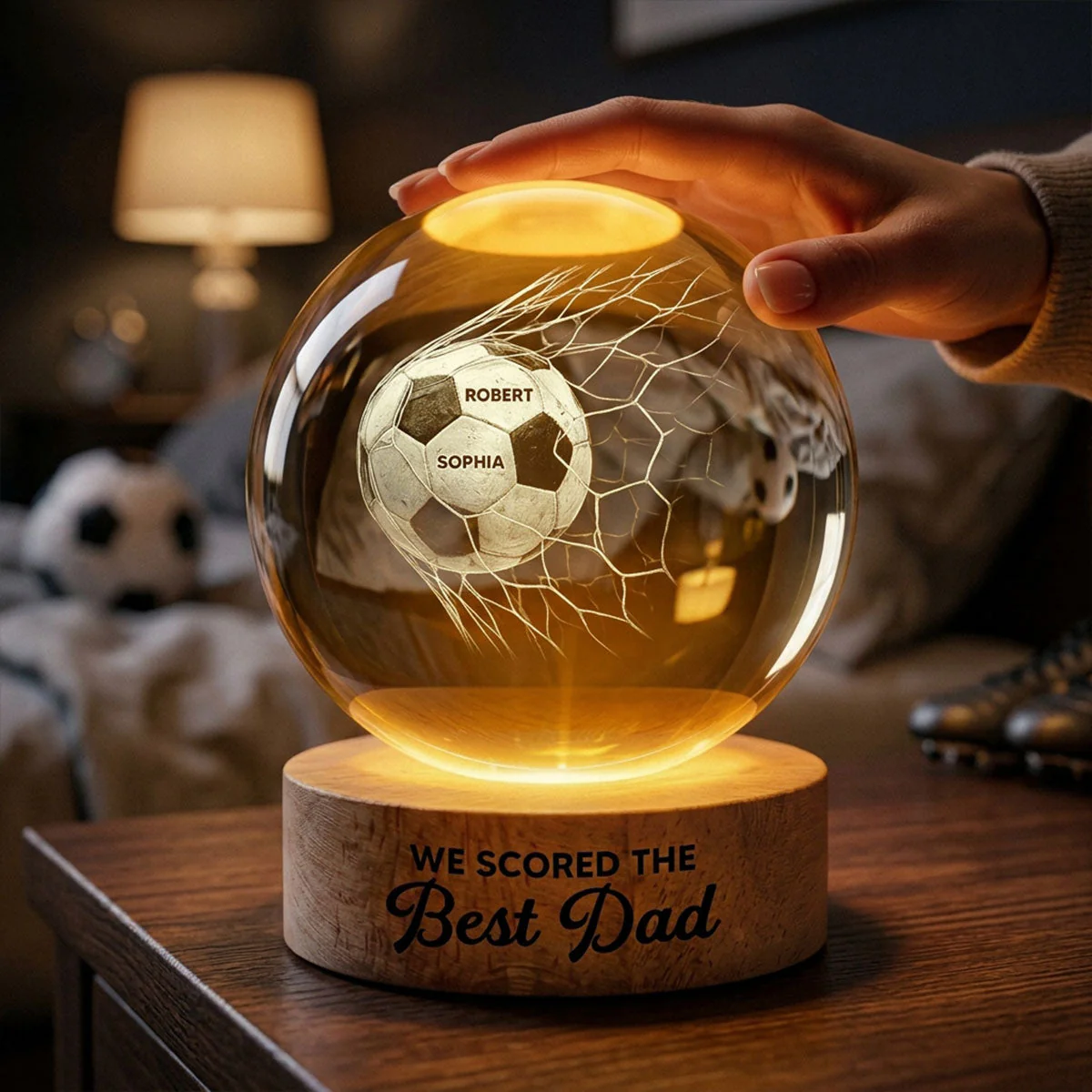 We Scored The Best Dad - Personalized Crystal Globe Lamp - Gift For Soccer Dad - Image 5