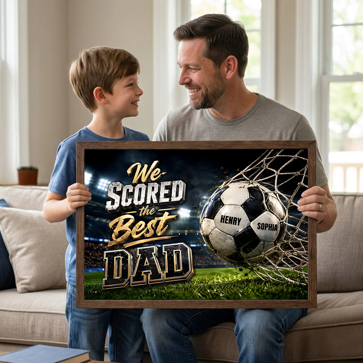We Scored The Best Dad - Personalized Poster Canvas - Gift For Soccer Dad, Husband - Image 2