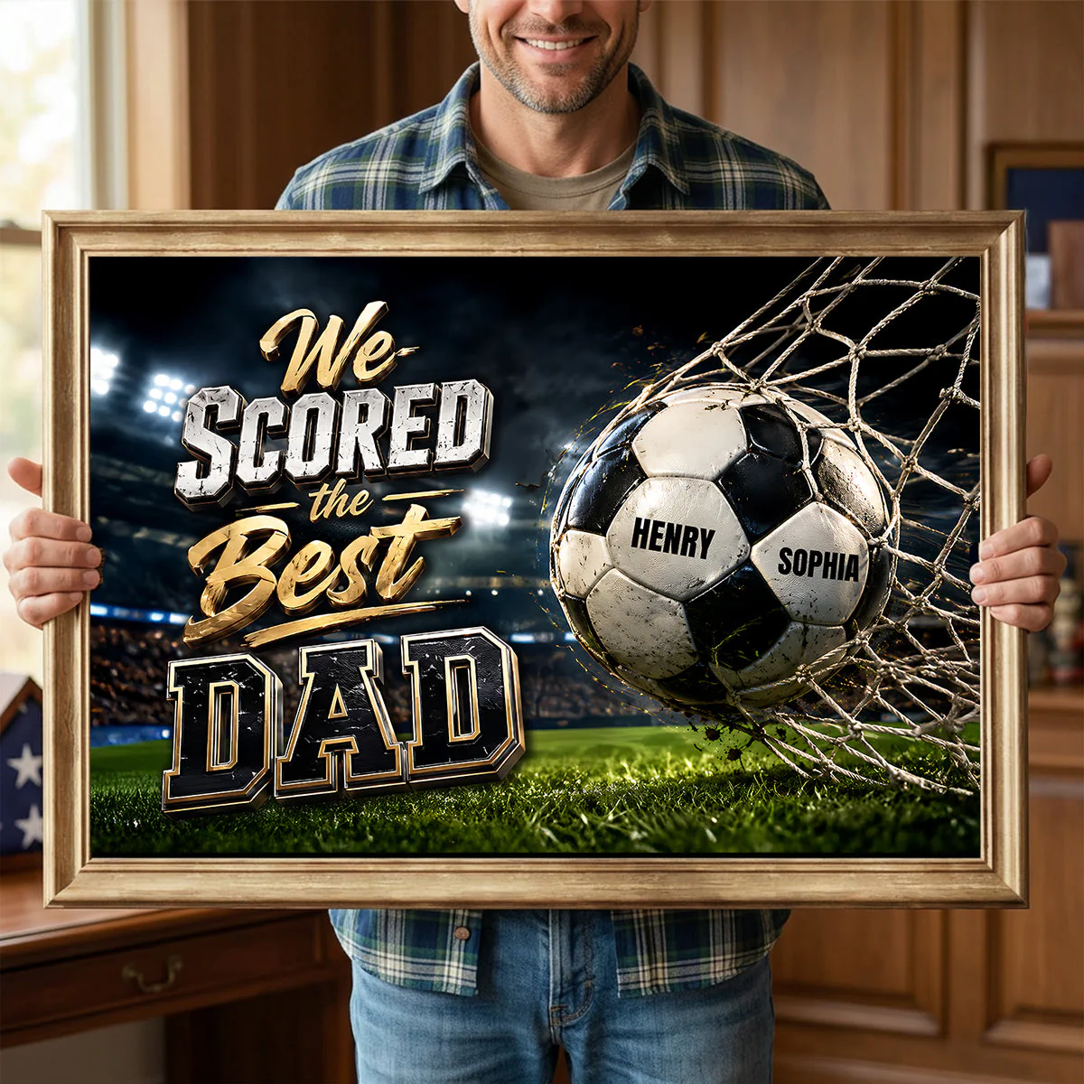 We Scored The Best Dad - Personalized Poster Canvas - Gift For Soccer Dad, Husband - Image 3