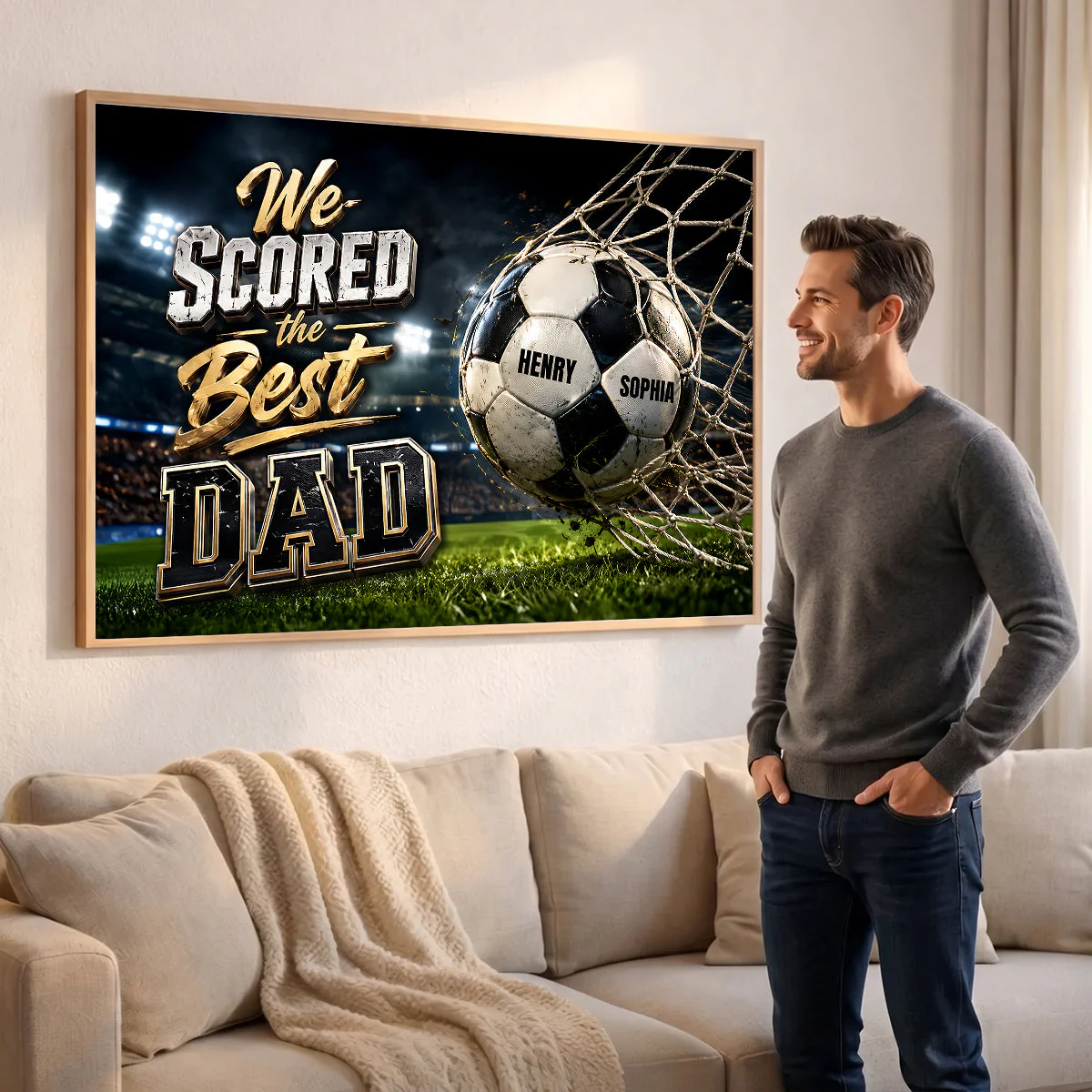 We Scored The Best Dad - Personalized Poster Canvas - Gift For Soccer Dad, Husband - Image 4