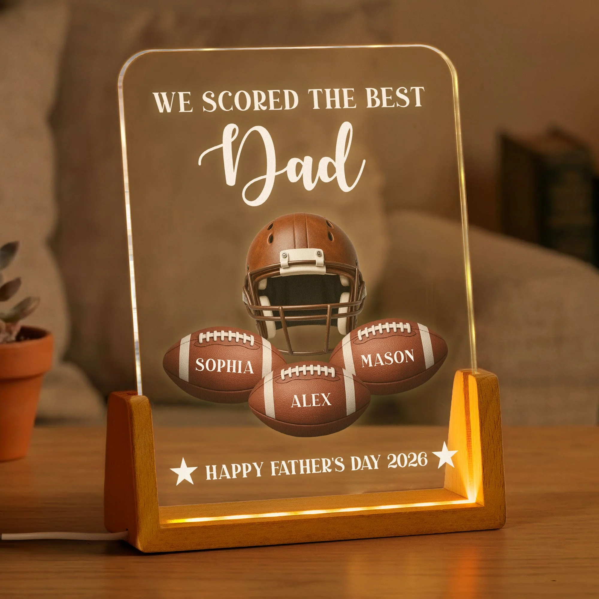 We Scored The Best Football Dad - Personalized 3D Led Light - Gift For Dad, Soccer Lovers