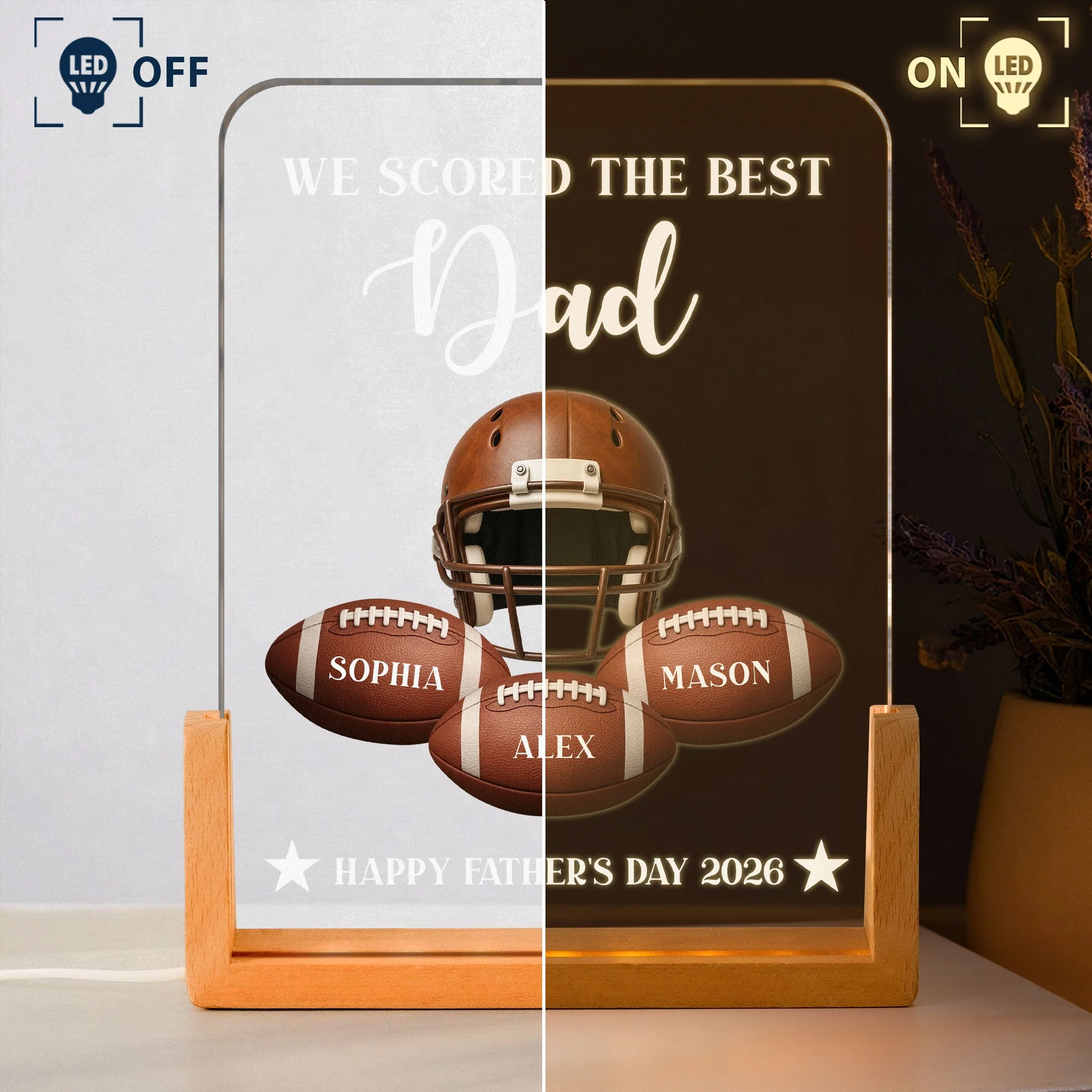 We Scored The Best Football Dad - Personalized 3D Led Light - Gift For Dad, Soccer Lovers - Image 3