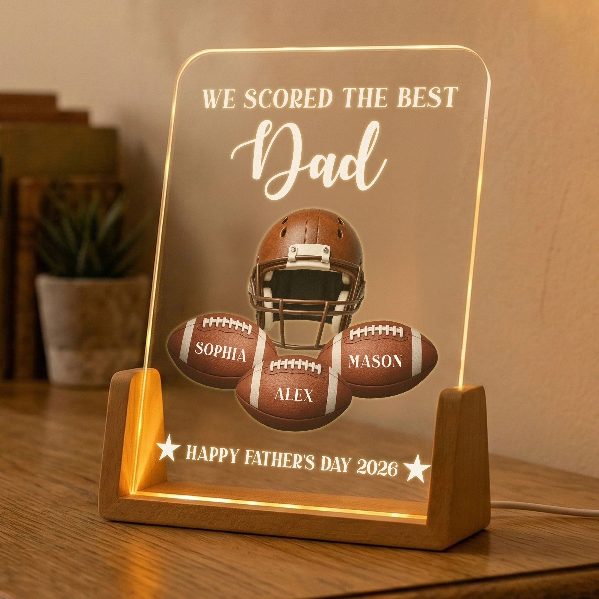 We Scored The Best Football Dad - Personalized 3D Led Light - Gift For Dad, Soccer Lovers - Image 4