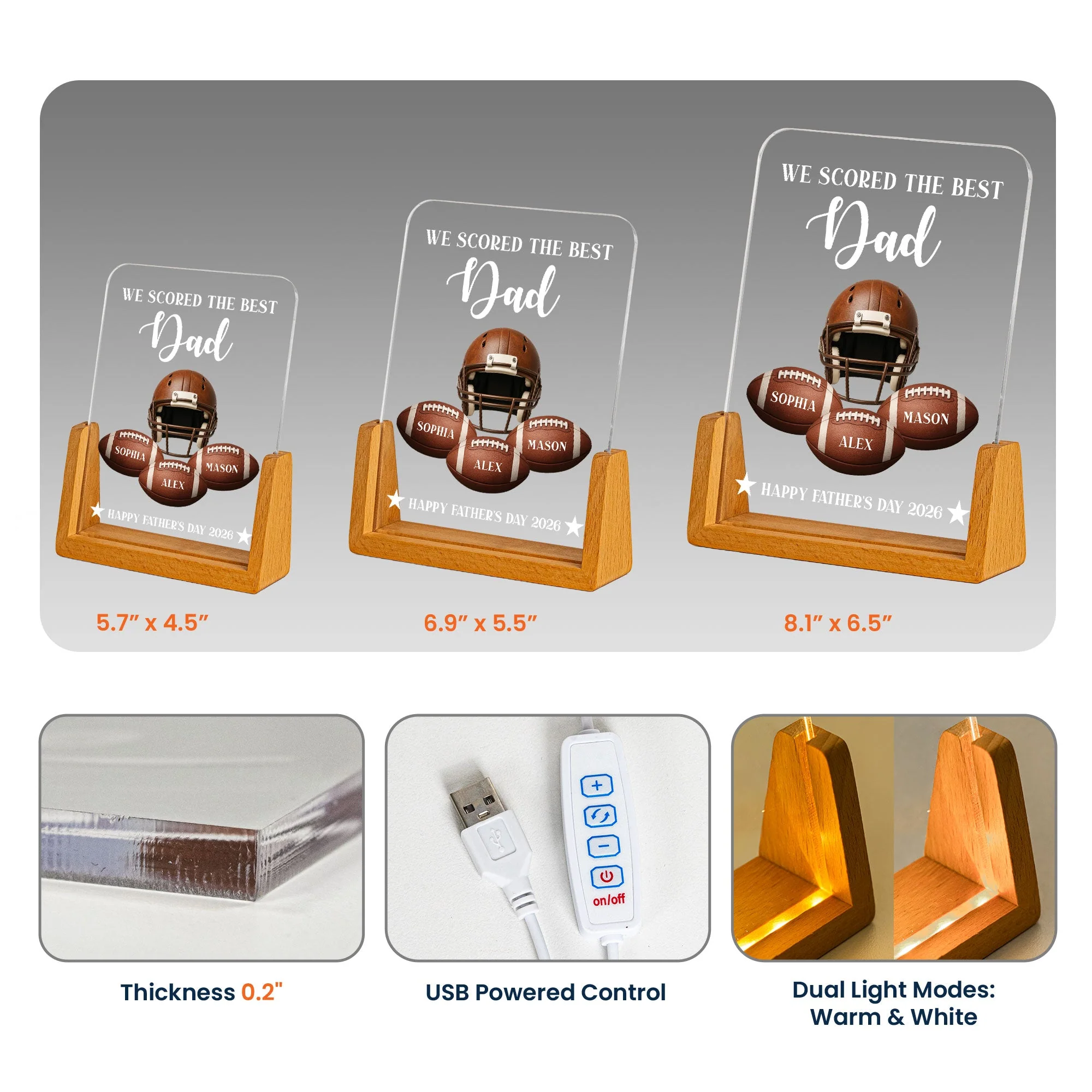 We Scored The Best Football Dad - Personalized 3D Led Light - Gift For Dad, Soccer Lovers - Image 5