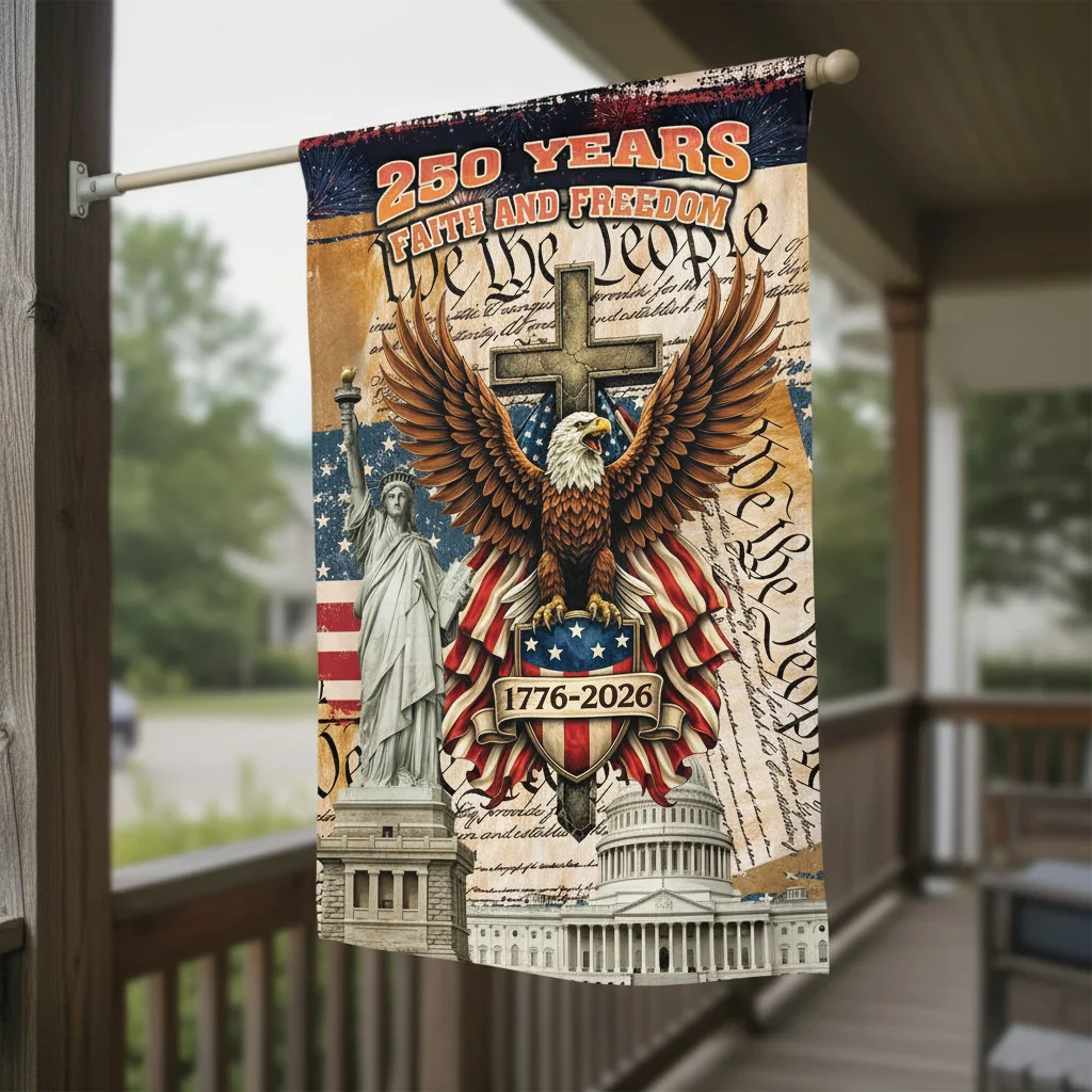 We The People 250 Years Faith and Freedom - Patriotic Flag - Gift For Family - Image 2