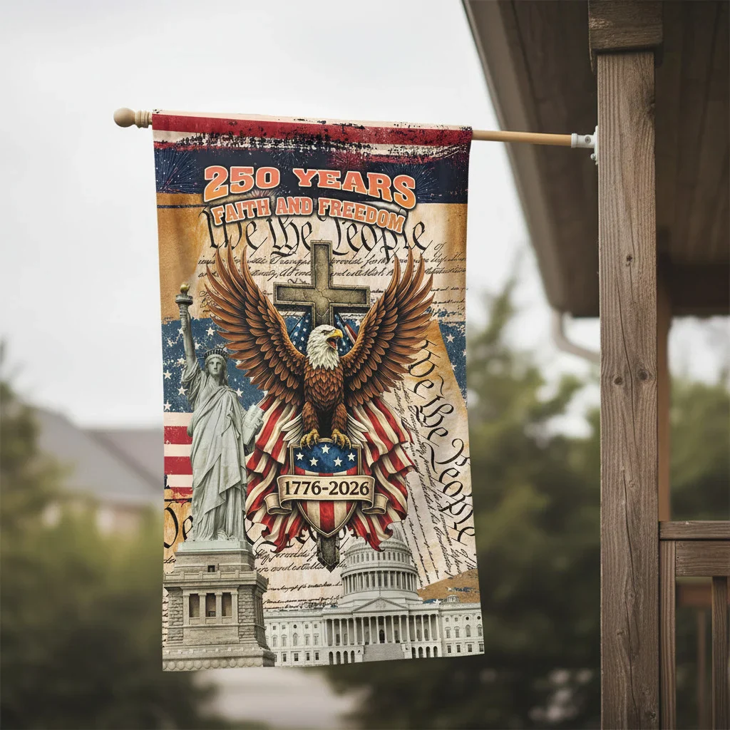 We The People 250 Years Faith and Freedom - Patriotic Flag - Gift For Family - Image 4