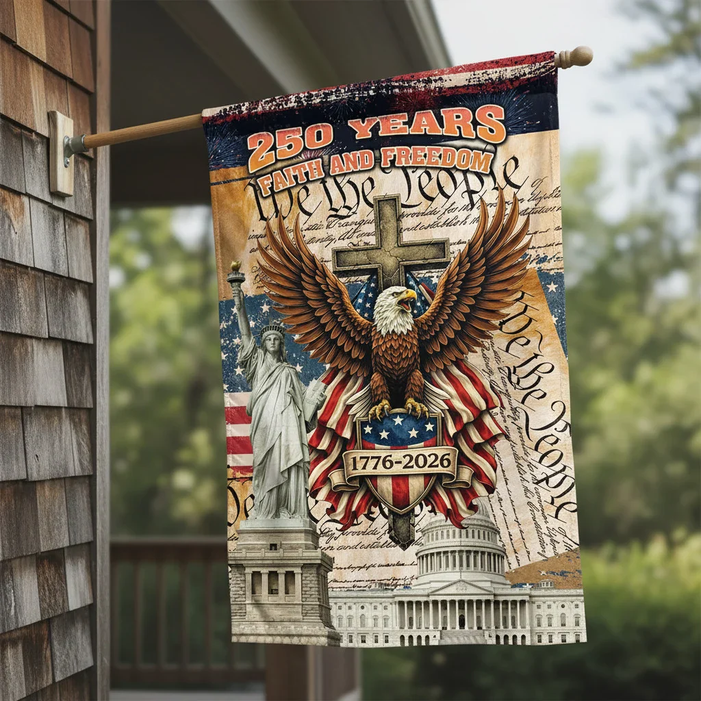 We The People 250 Years Faith and Freedom - Patriotic Flag - Gift For Family - Image 5