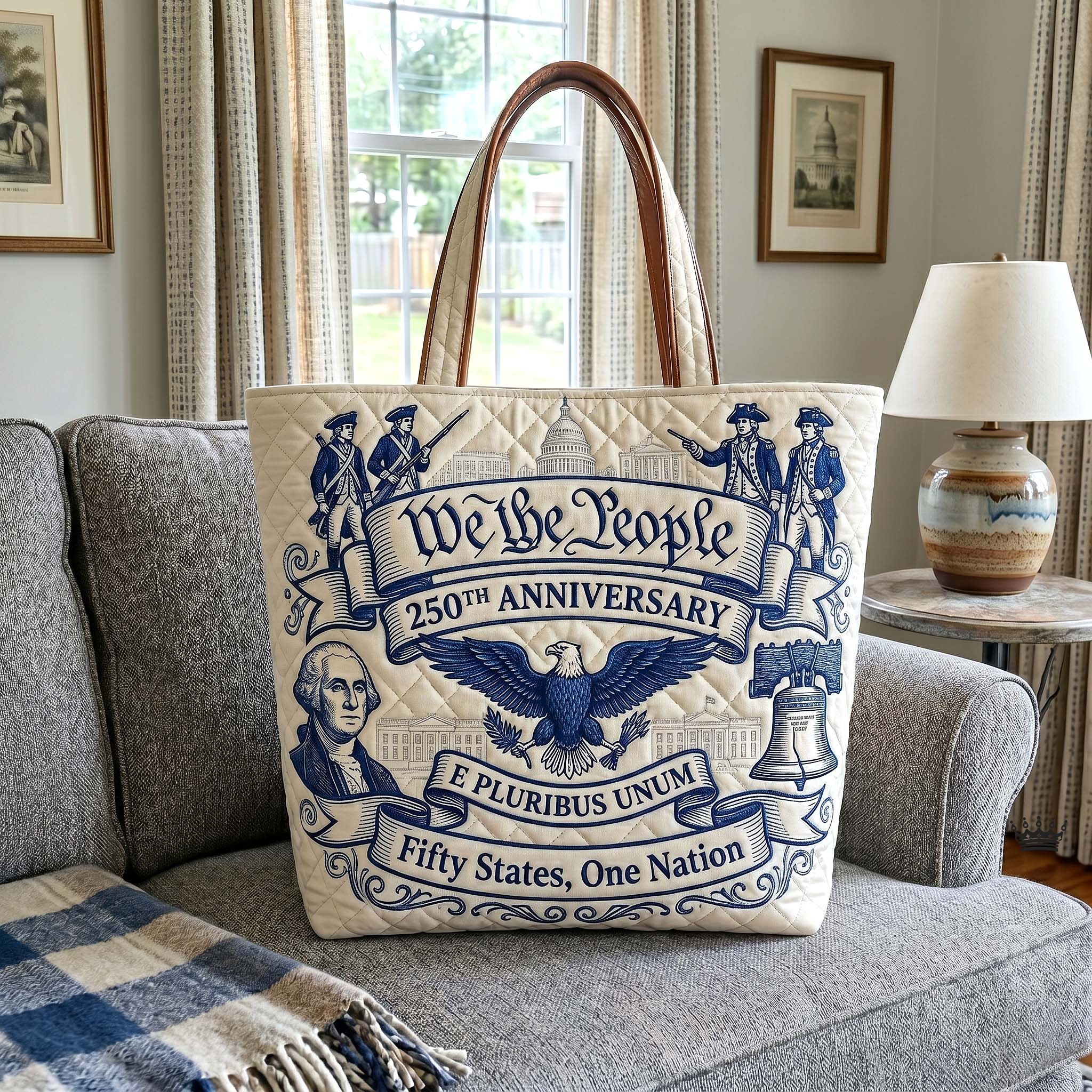 We the People 250th Anniversary American History - Personalized Patriotic Quilted Tote Bag - Gift For Patriots