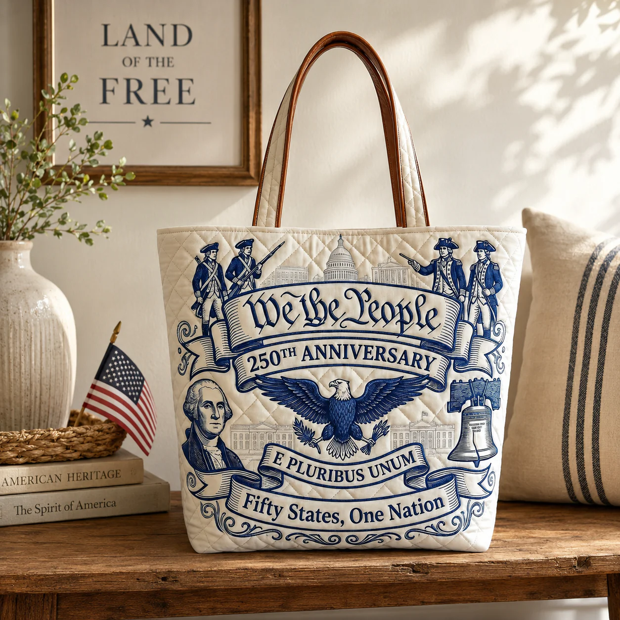 We the People 250th Anniversary American History - Personalized Patriotic Quilted Tote Bag - Gift For Patriots - Image 2