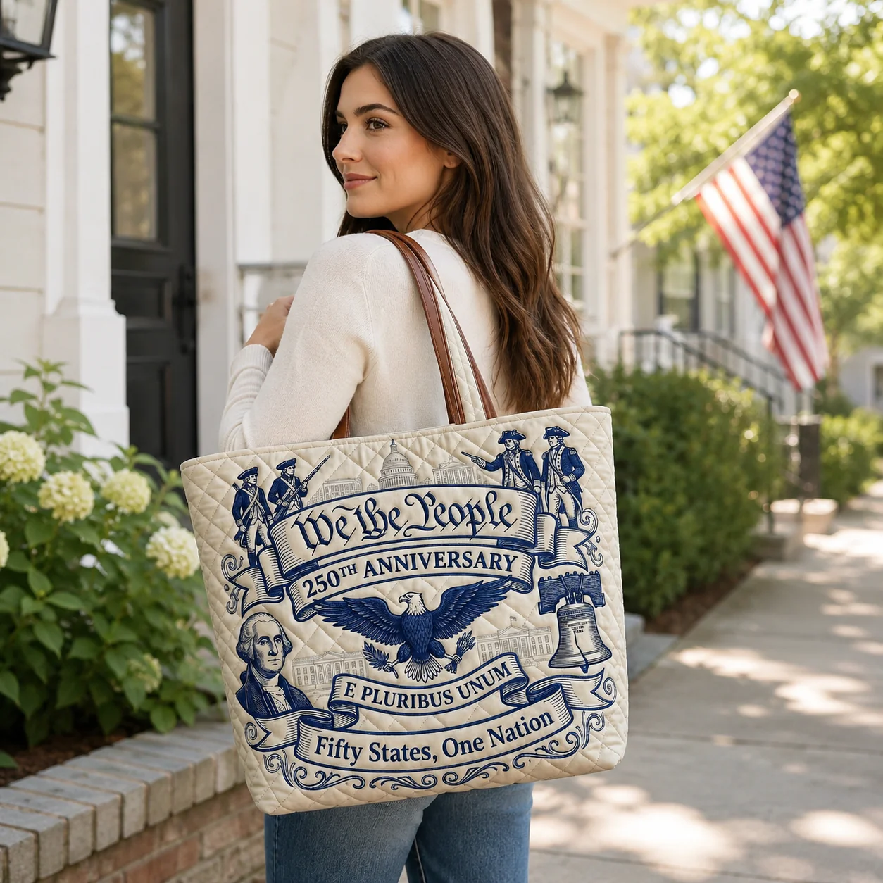We the People 250th Anniversary American History - Personalized Patriotic Quilted Tote Bag - Gift For Patriots - Image 4