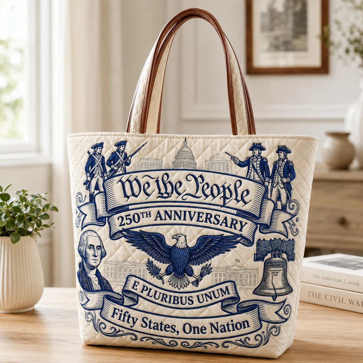 We the People 250th Anniversary American History - Personalized Patriotic Quilted Tote Bag - Gift For Patriots - Image 5