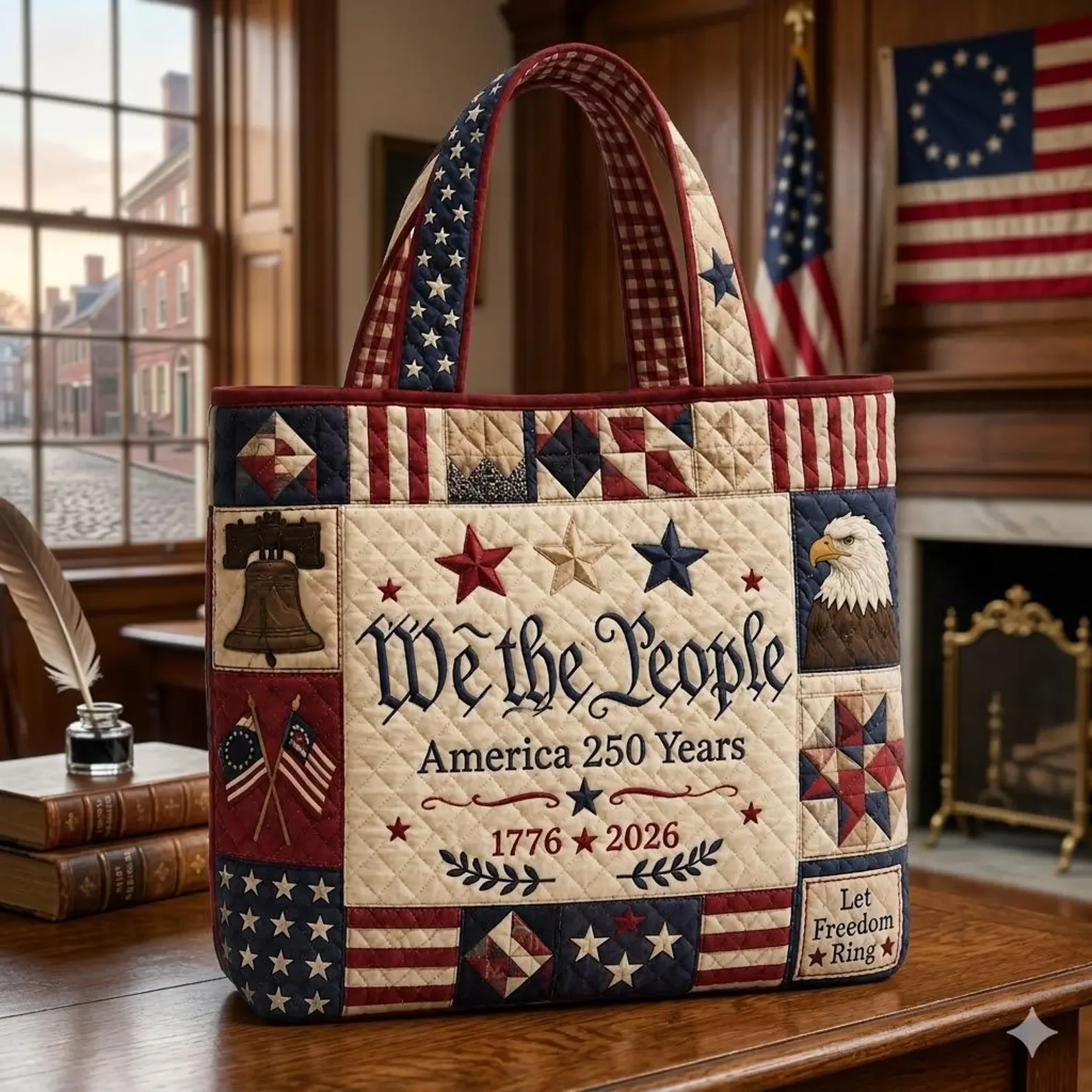 We The People America 250 Years Of Freedom - Quilted Tote Bag - Gift For Patriots - Image 2