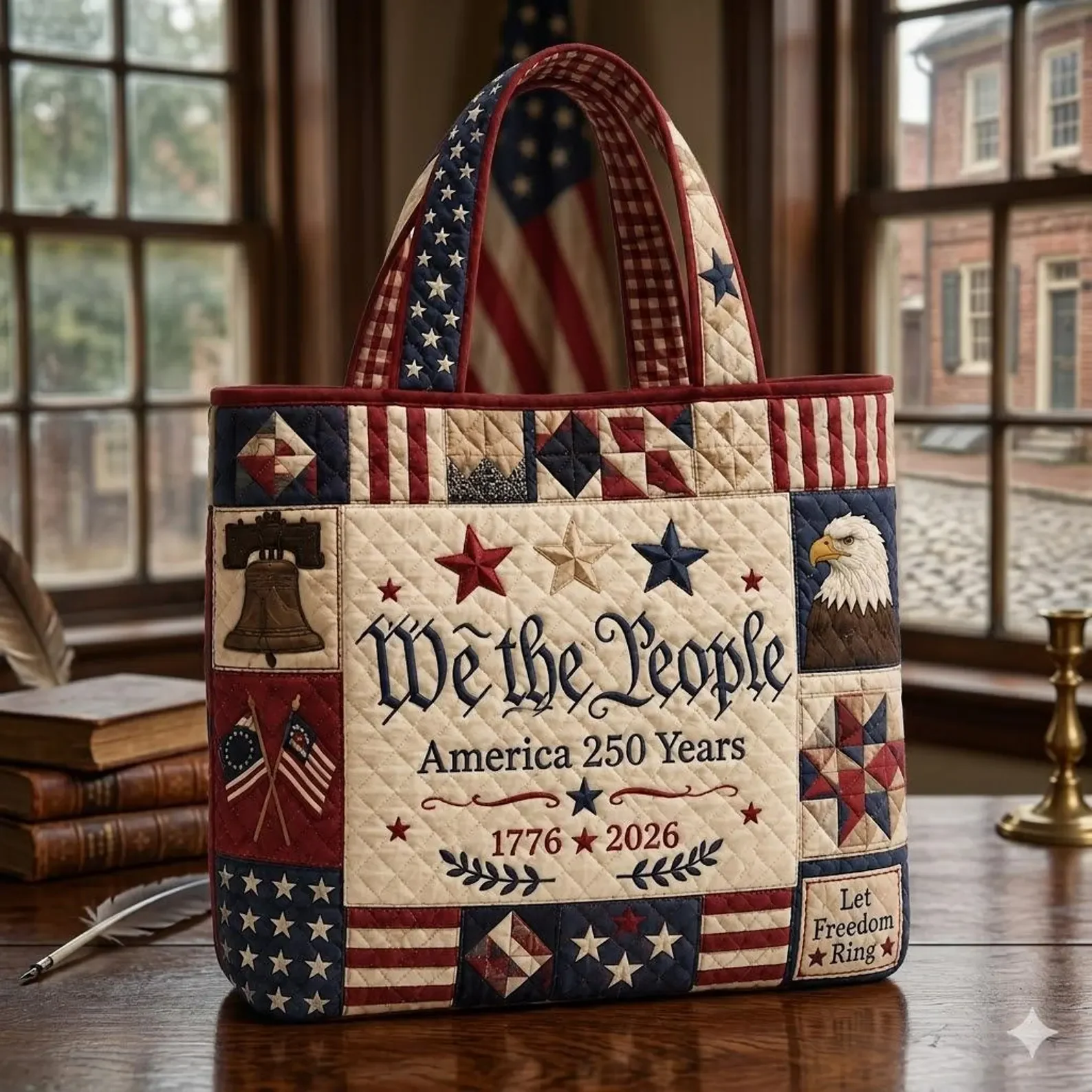 We The People America 250 Years Of Freedom - Quilted Tote Bag - Gift For Patriots - Image 3