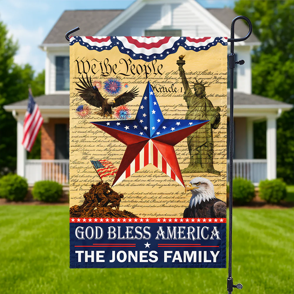We The People God Bless America 250th Anniversary - Personalized Flag - Patriotic Gift For Family HN02 - Image 5