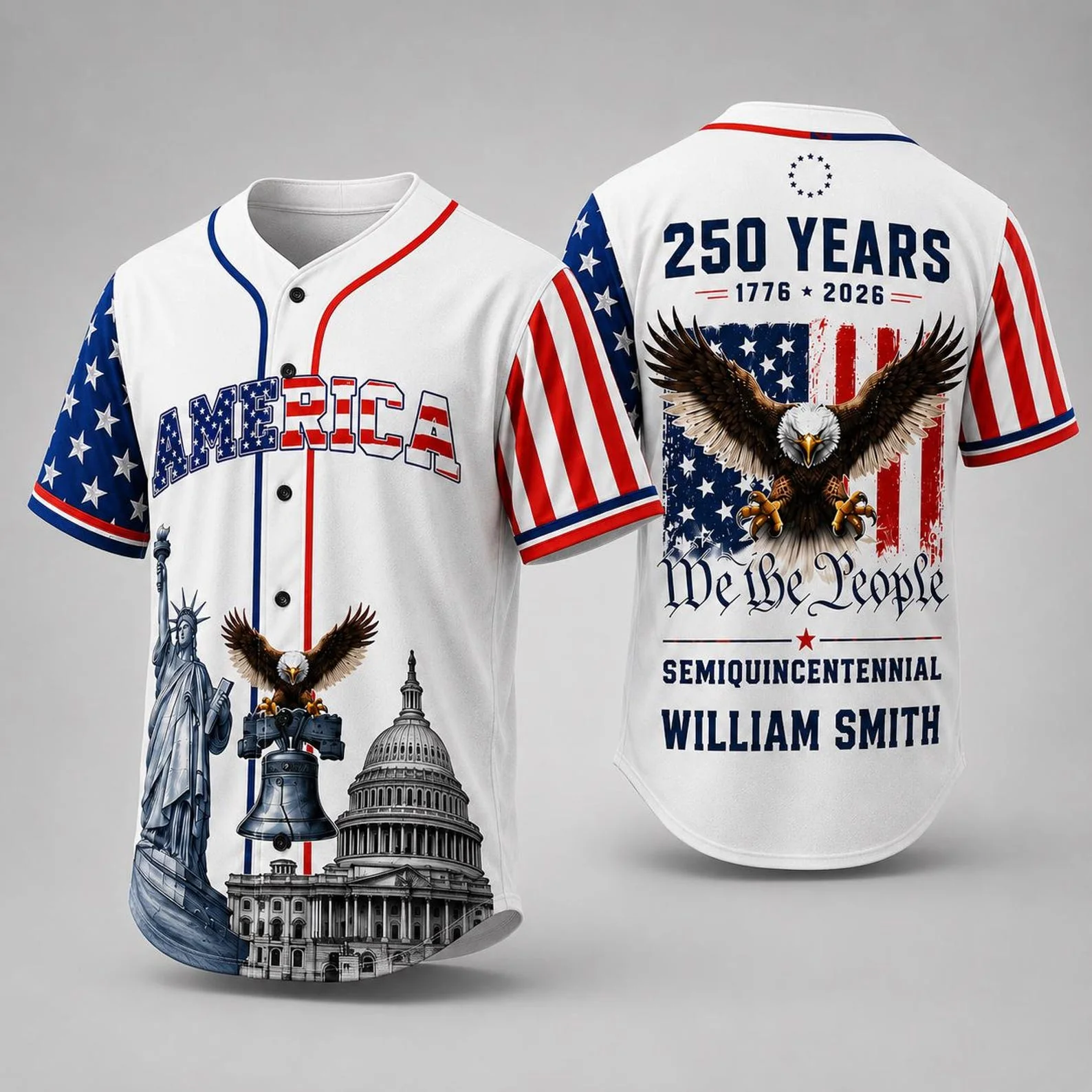 We The People Semiquincentennial America 250 Years - Personalized Baseball Jersey - Gift For Family - Image 5