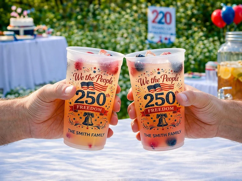 We The People USA 250th Anniversary Party Decor - Personalized Cups - Gifts For Patriotic Family - Image 2