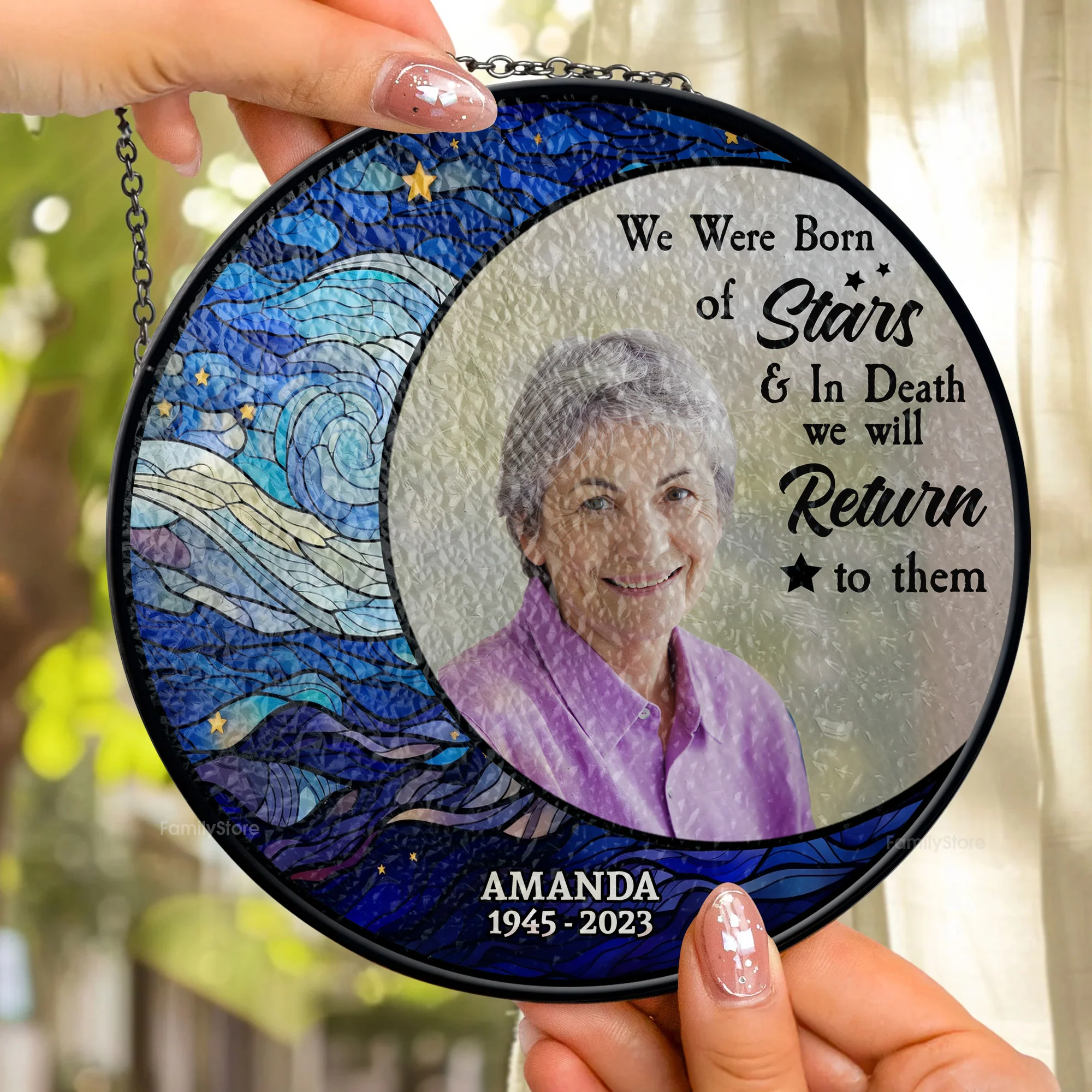We Were Born Of Stars And In Death We Will Return To Them - Memorial Gift - Personalized Stained Glass Window Hanging Suncatcher - NA94 - Image 2