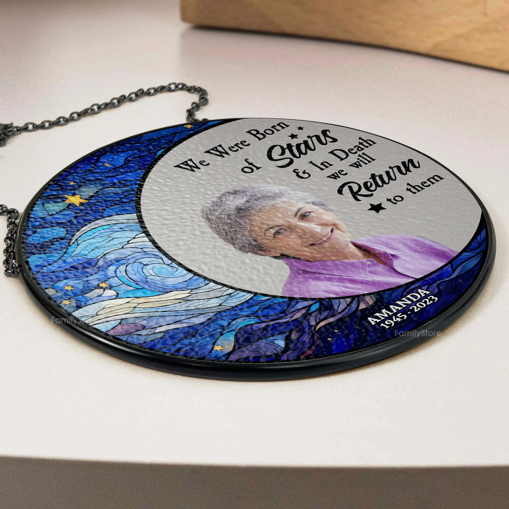 We Were Born Of Stars And In Death We Will Return To Them - Memorial Gift - Personalized Stained Glass Window Hanging Suncatcher - NA94 - Image 3