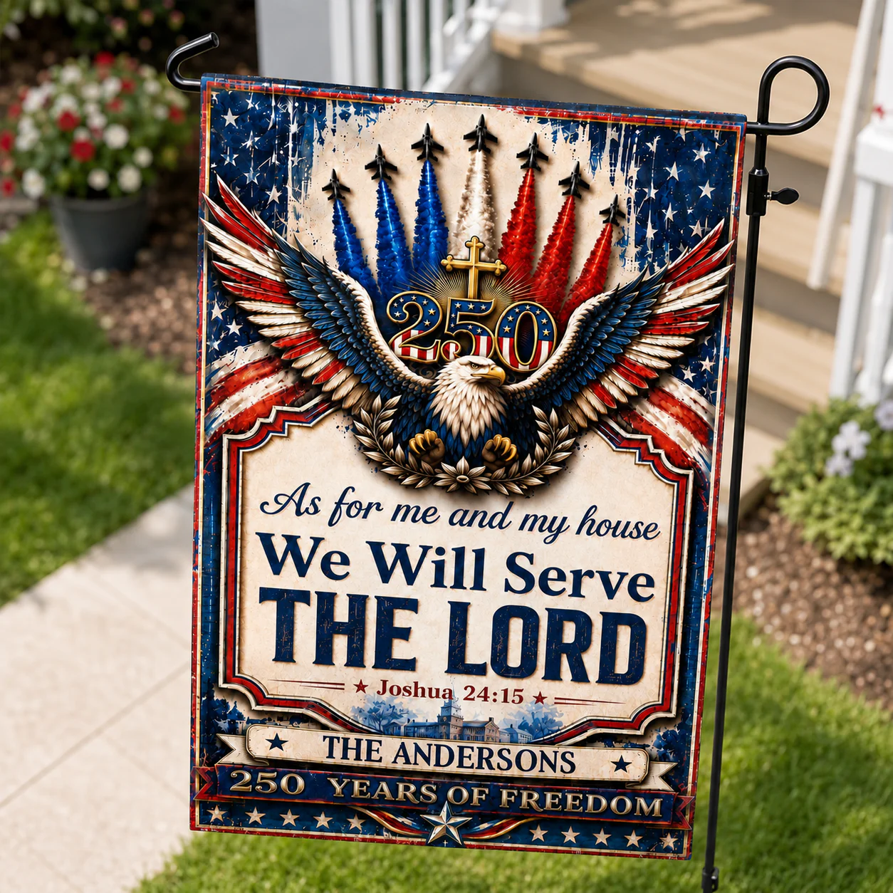 We Will Serve The Lord Eagle - Personalized Flag - Patriotic Gift For Family - Image 7