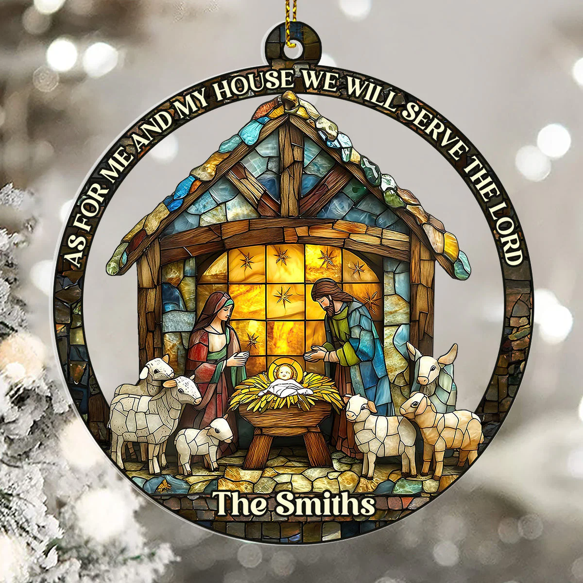 We Will Serve The Lord - Personalized Acrylic Ornament - Gift For Christmas, For Family HL128 - Image 2