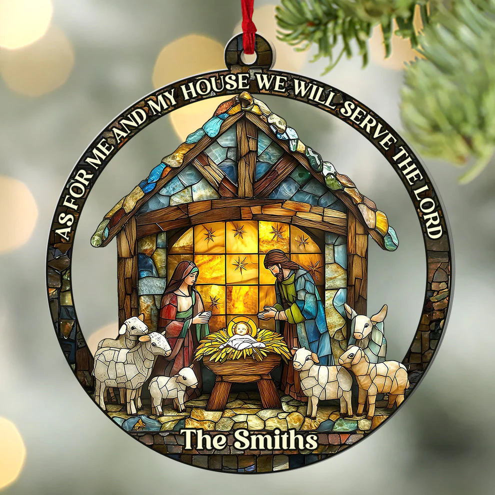 We Will Serve The Lord - Personalized Acrylic Ornament - Gift For Christmas, For Family HL128 - Image 3
