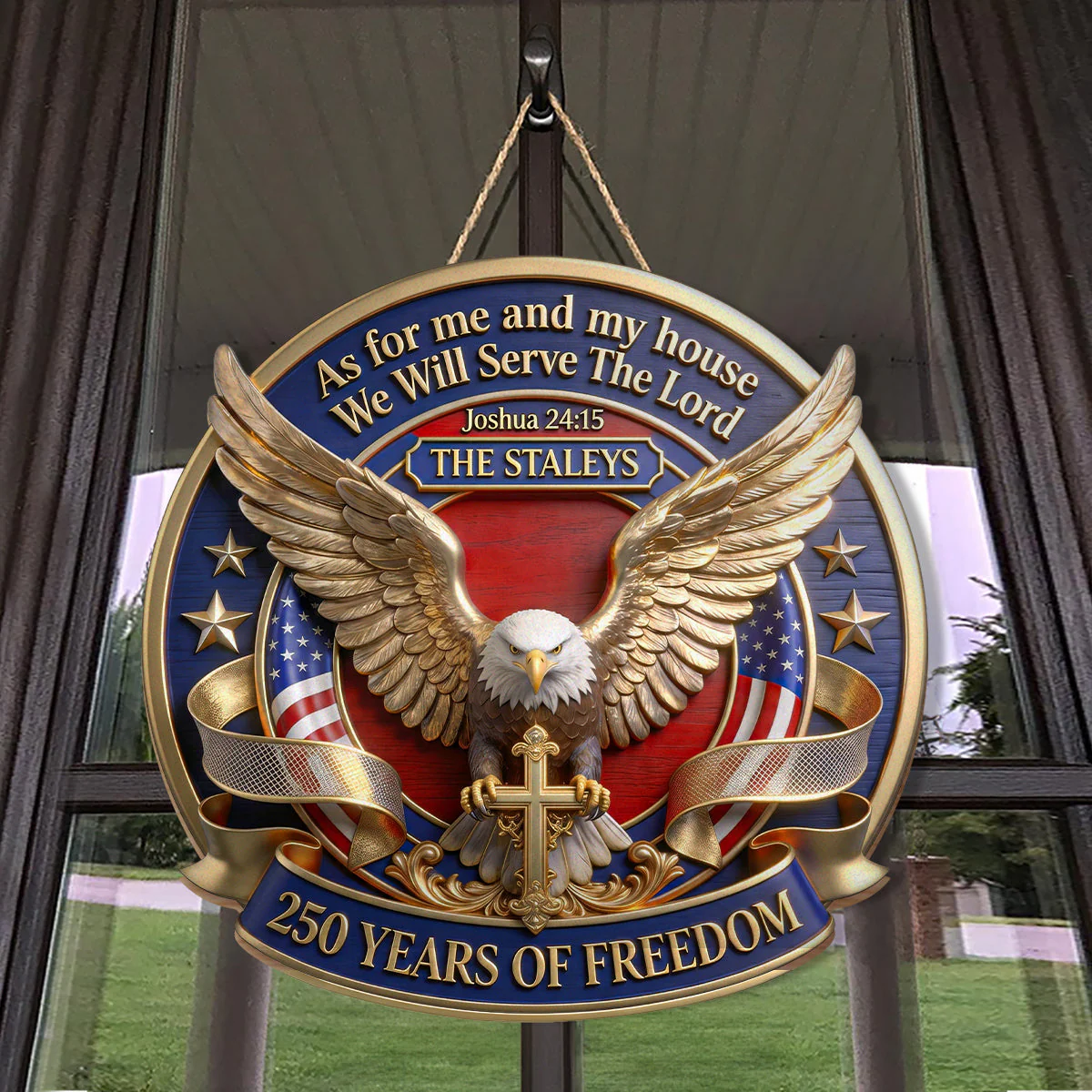 We Will Serve The Lord - Personalized Wood Sign - Gift For Patriots - Image 2