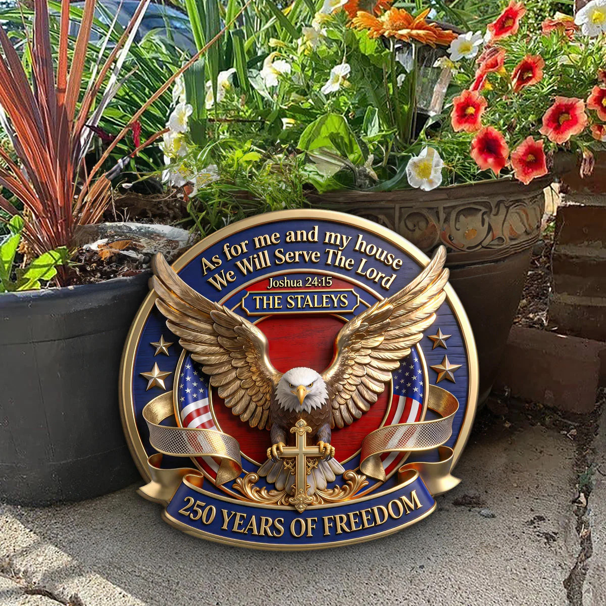 We Will Serve The Lord - Personalized Wood Sign - Gift For Patriots - Image 3