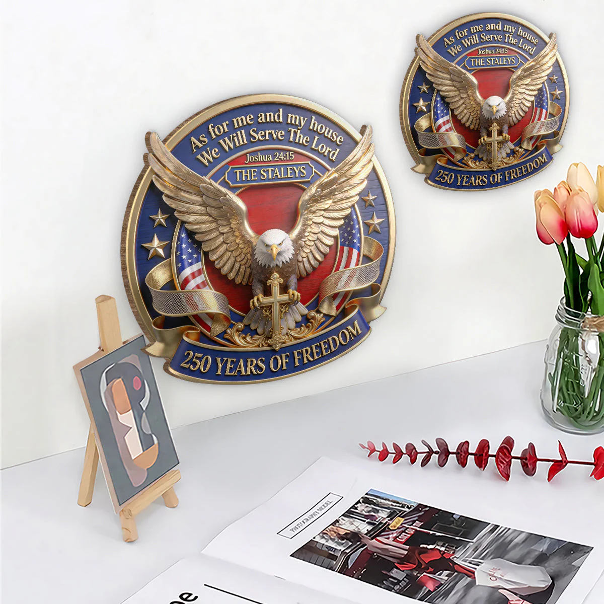 We Will Serve The Lord - Personalized Wood Sign - Gift For Patriots - Image 5
