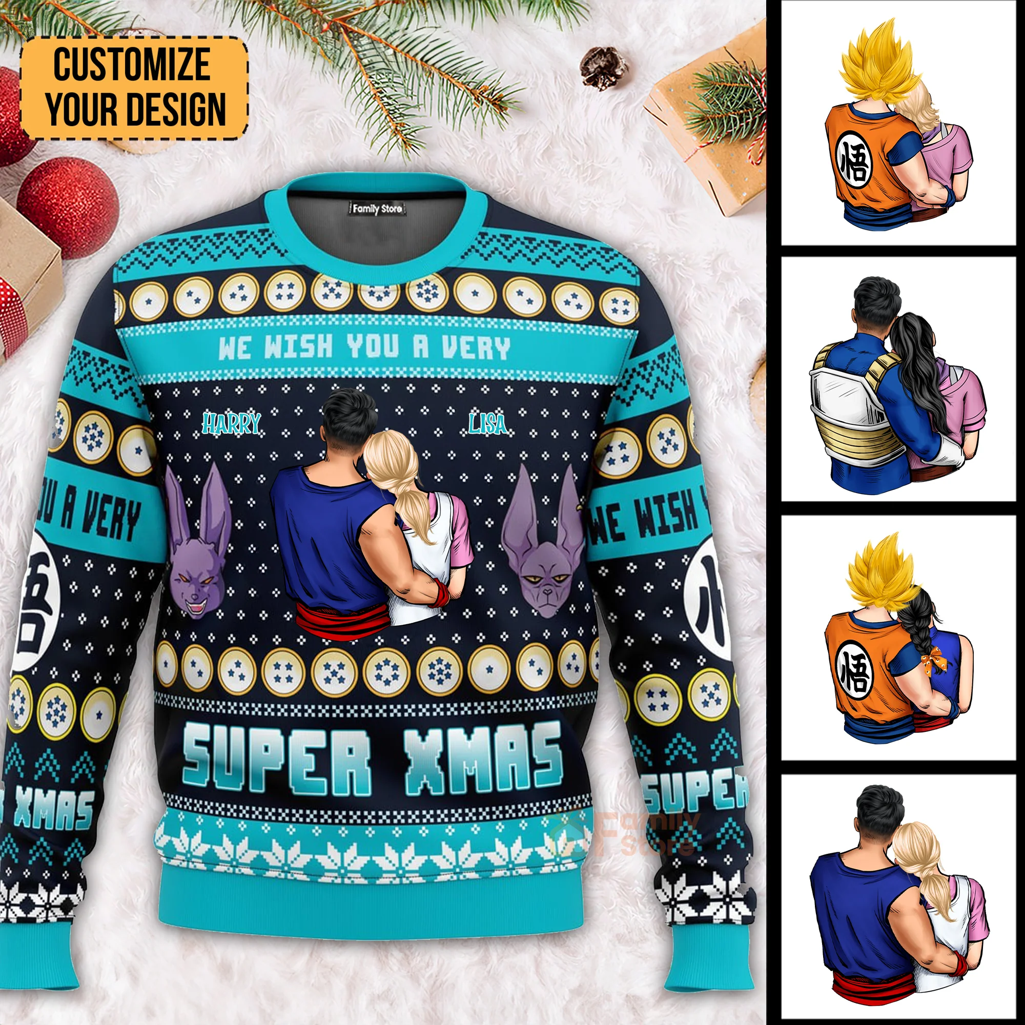 We Wish You A Very Super Xmas DrBa - Gift For Couples - Personalized Ugly Sweater - CL18 NH96