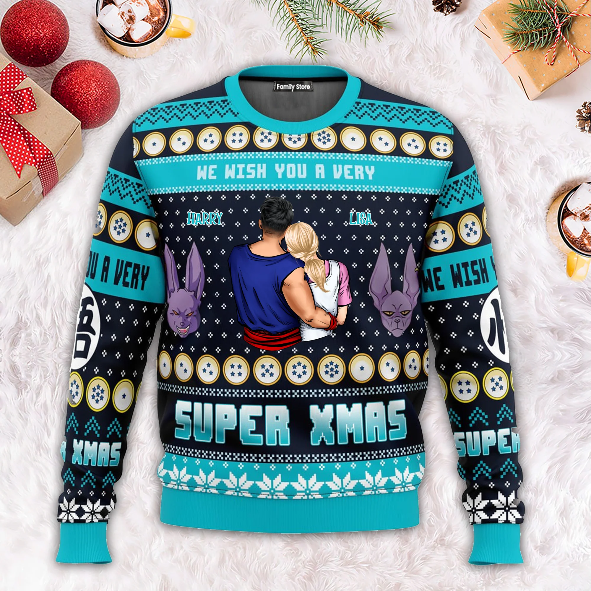 We Wish You A Very Super Xmas DrBa - Gift For Couples - Personalized Ugly Sweater - CL18 NH96 - Image 2