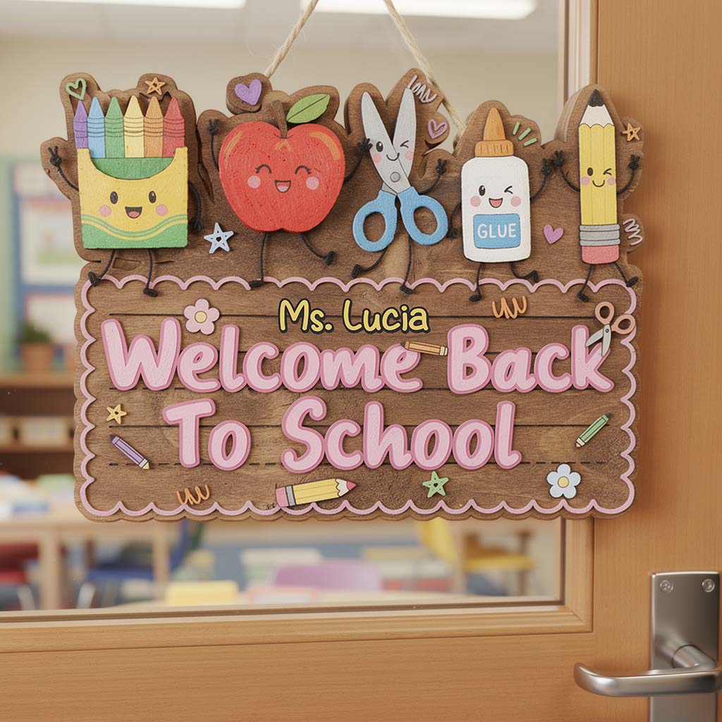 Welcome Back To School - Personalized Custom Shaped Wood Sign - Back To School Gifts