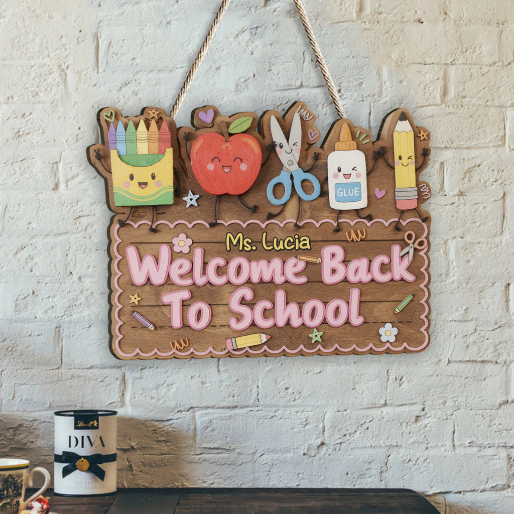 Welcome Back To School - Personalized Custom Shaped Wood Sign - Back To School Gifts - Image 2