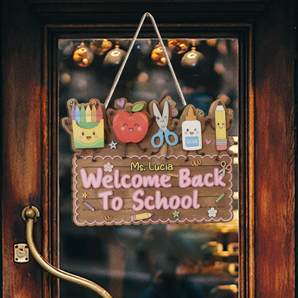 Welcome Back To School - Personalized Custom Shaped Wood Sign - Back To School Gifts - Image 3