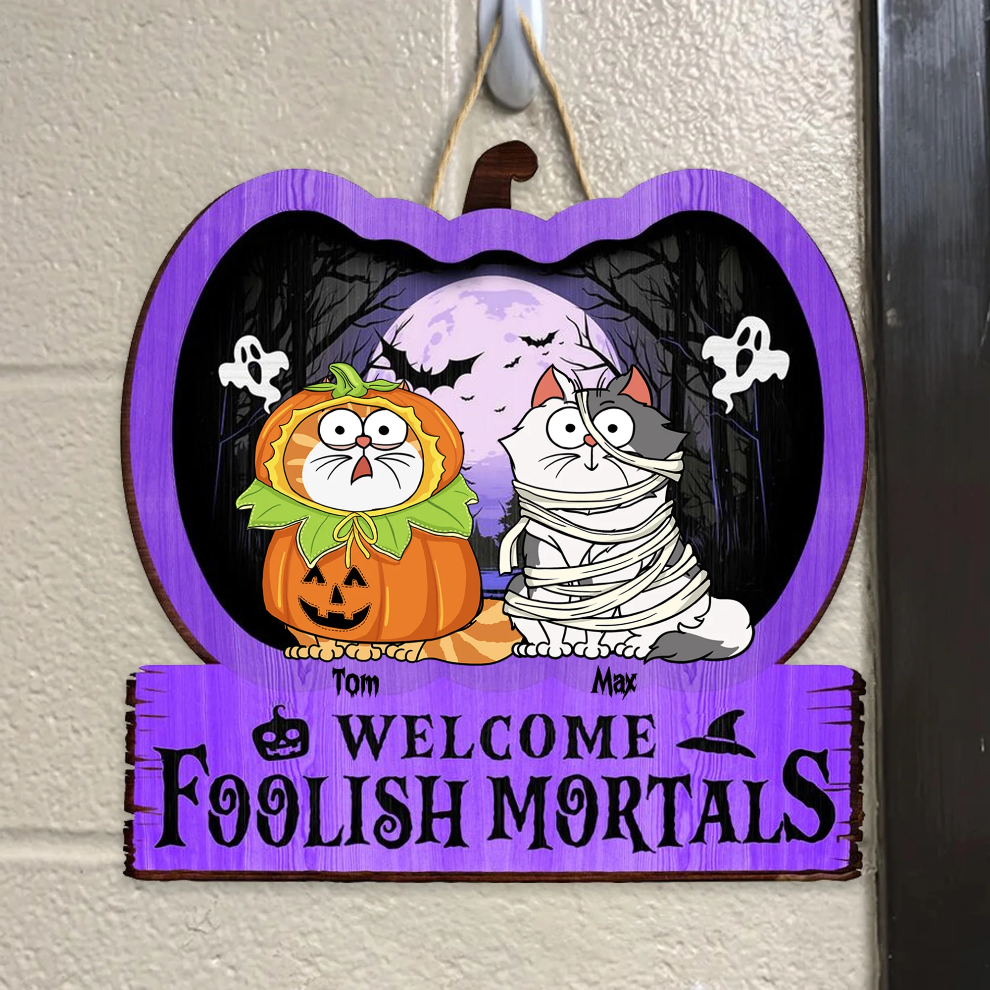 Welcome Foolish Mortals - Personalized Custom Shaped Wood Sign - CLP01 - NH96 - Image 3