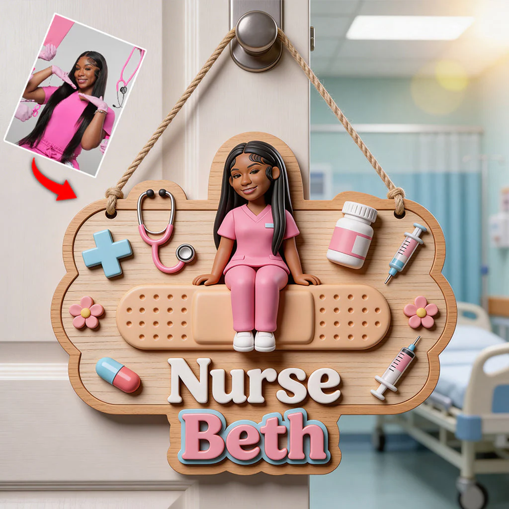 Welcome To My Office - Personalized Nurse Custom Shaped Wood Sign - Image 2