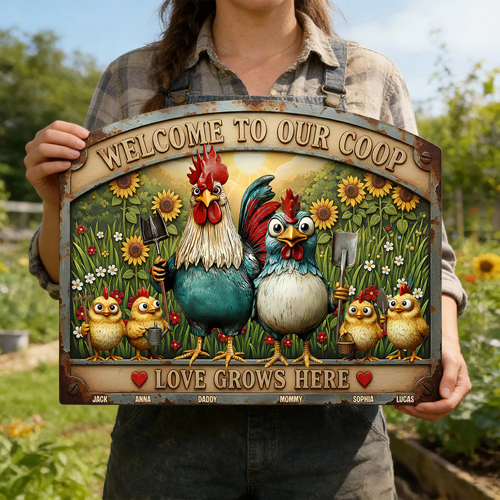 Welcome To Our Coop - Personalized Metal Stake Garden - Gift For Farmers, Family - Image 2