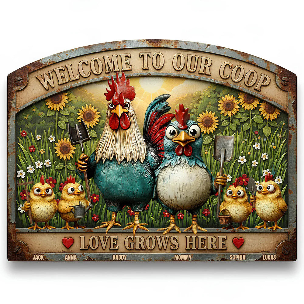 Welcome To Our Coop - Personalized Metal Stake Garden - Gift For Farmers, Family - Image 3
