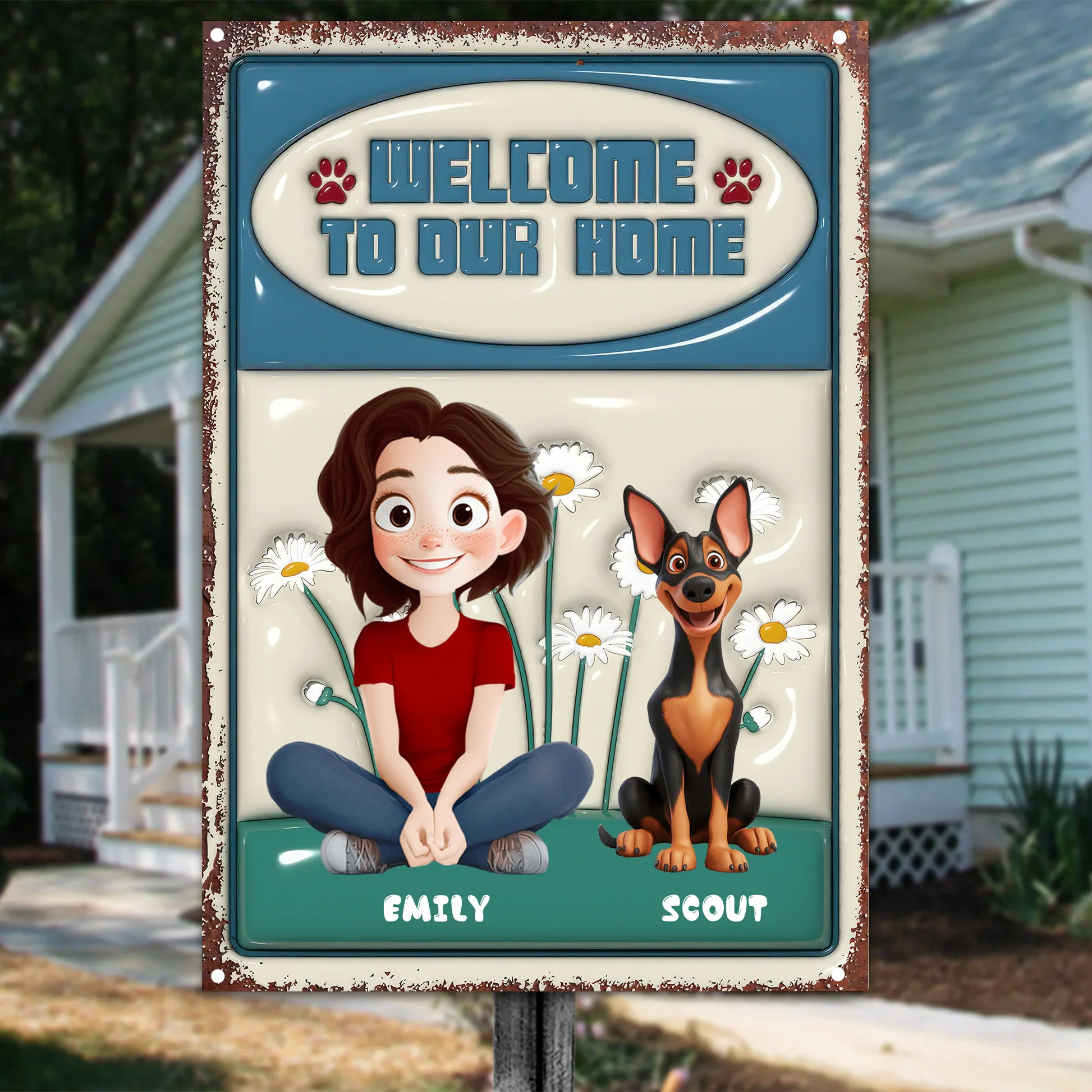 Welcome To Our Home With Me And My Cartoon Pets - Personalized 3D Inflated Effect Metal Sign - Gift For Pet Lovers | CLP15 NA94 - Image 4