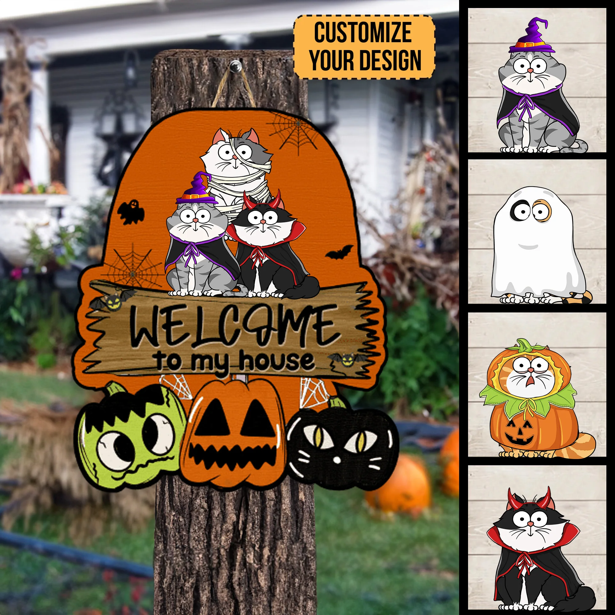 Welcome To Our House - Gift For Cat Lover - Personalized Custom Shaped Wood Sign - CLP01 NH96 - Image 2
