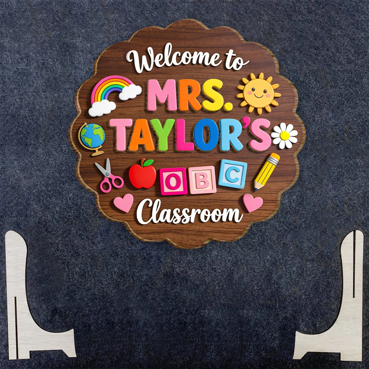 Welcome To Teacher's Classroom - Personalized Custom Shaped Wood Sign - Gift For Teachers - Image 5
