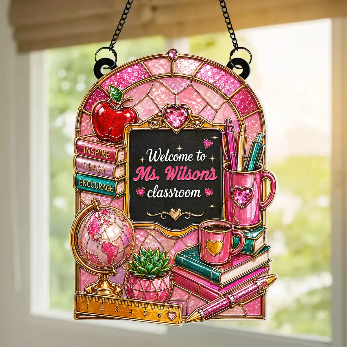 Welcome to Teacher's Classroom - Personalized Window Hanging Acrylic Suncatcher - Gift For Teacher - Image 11