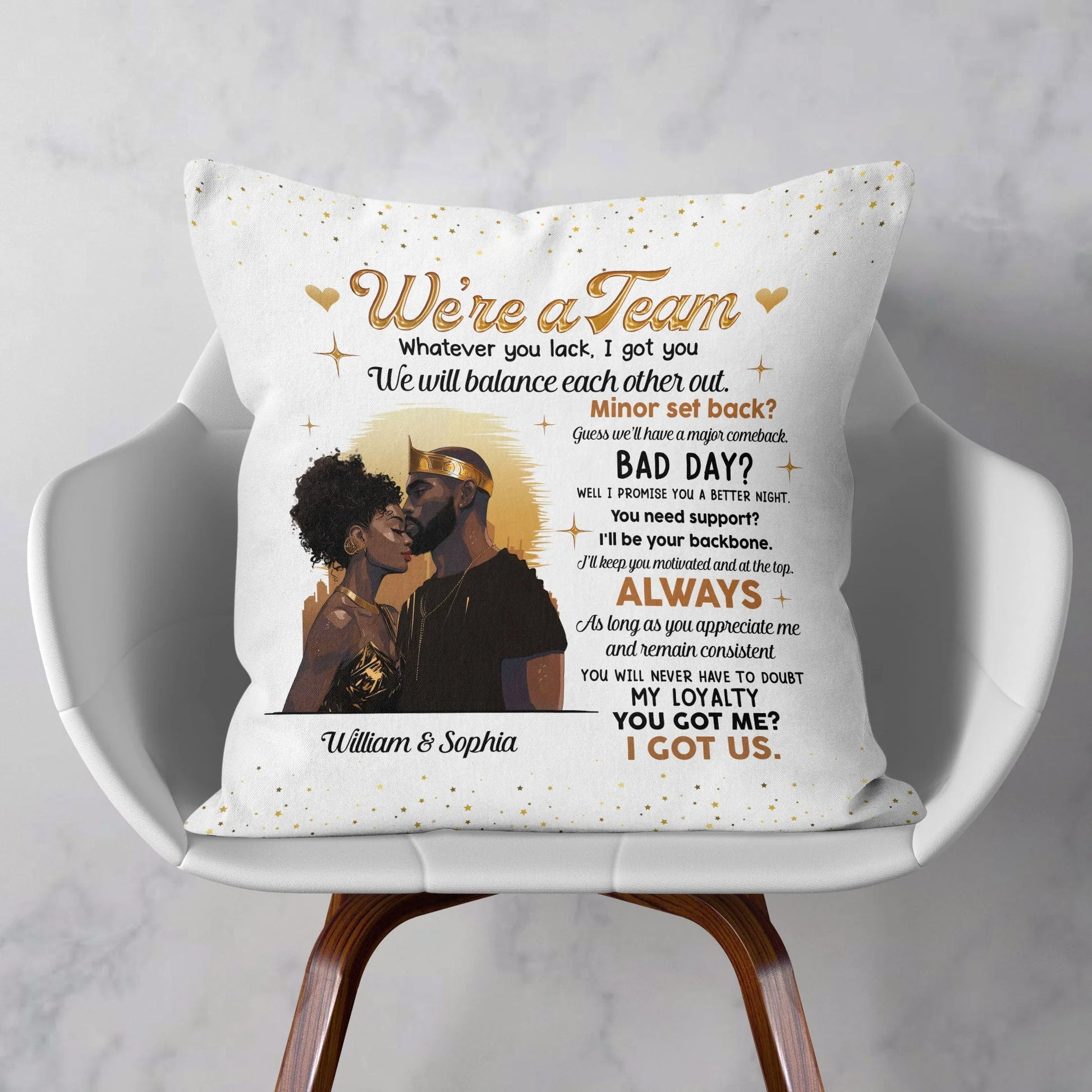 We're A Team I Got Us - Personalized Pillow - Gift For Black African Couple | GR5 HD95 - Image 2