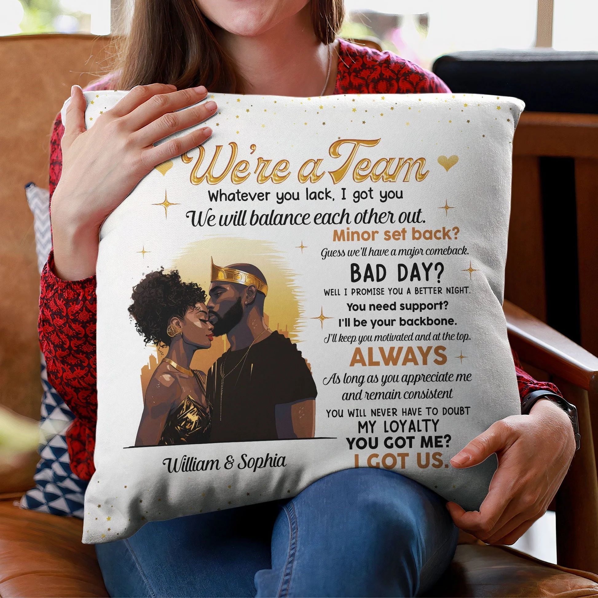 We're A Team I Got Us - Personalized Pillow - Gift For Black African Couple | GR5 HD95 - Image 3