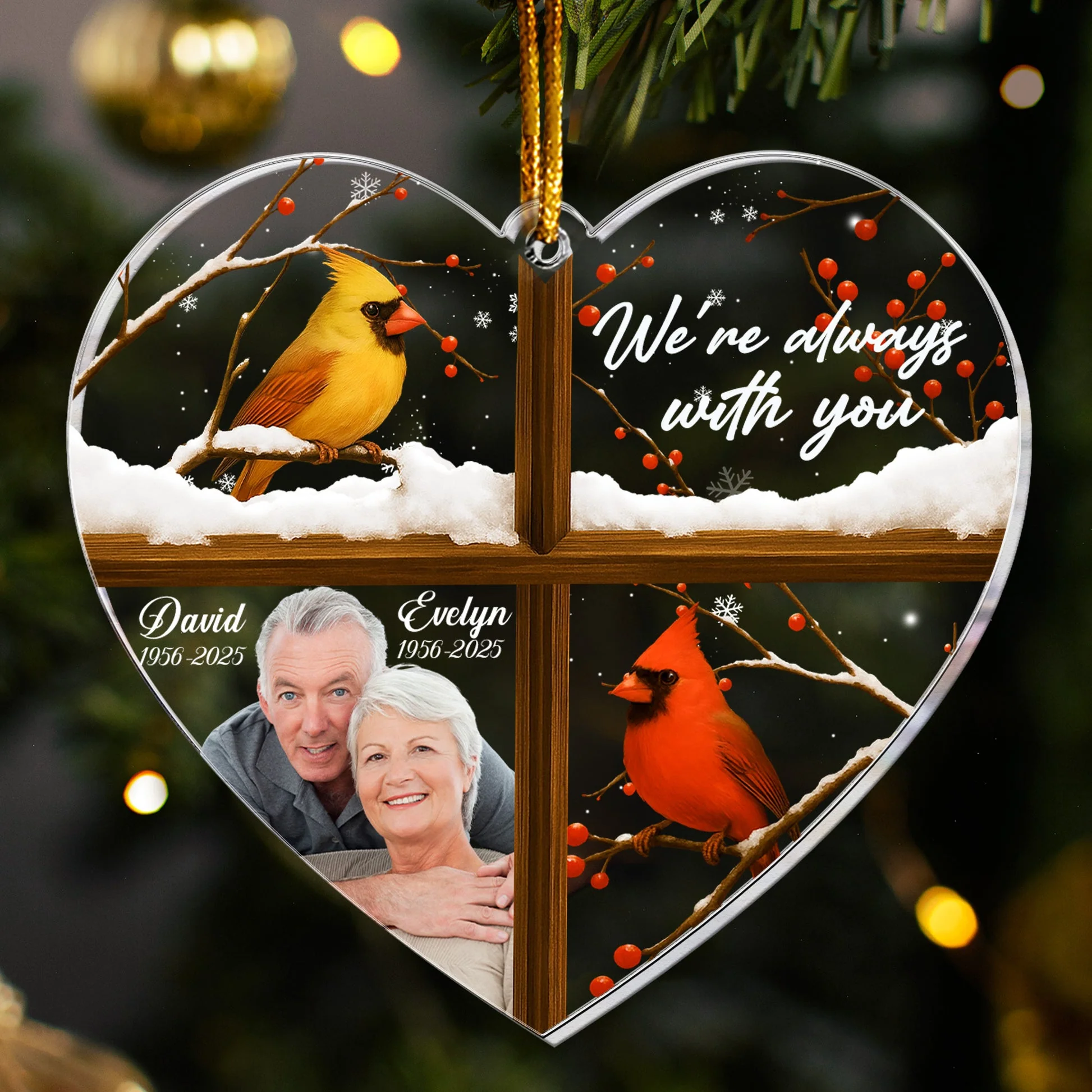 We're Always With You Cardinals - Personalized Acrylic Photo Ornament TD118