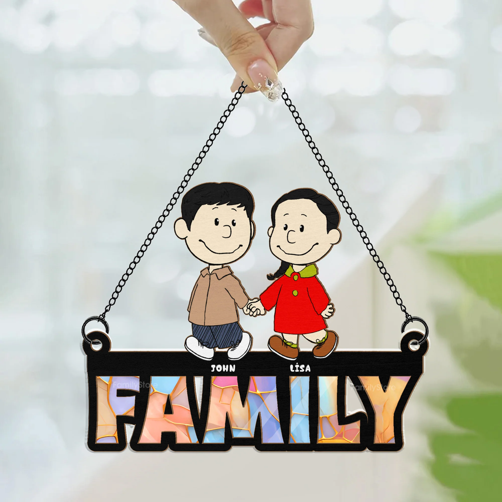 We're Family - Personalized Window Hanging Suncatcher Ornament - Gift For Couple, Husband Wife | CL43 NH96 CU5041806 - Image 3