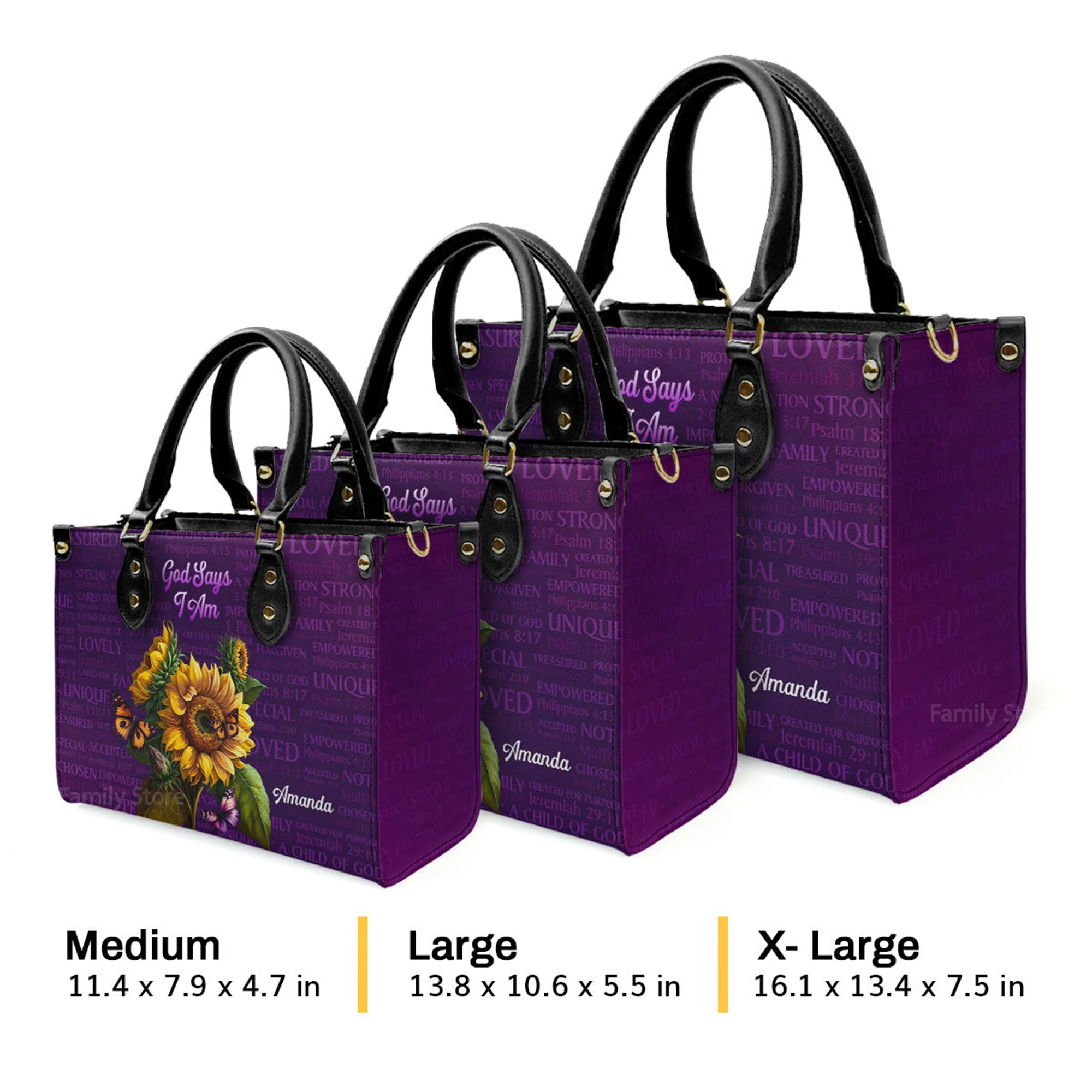 What God Says About You - Thoughtful Gift For Christians - Personalized Leather Handbag With Handle - AT4081317 - Image 4