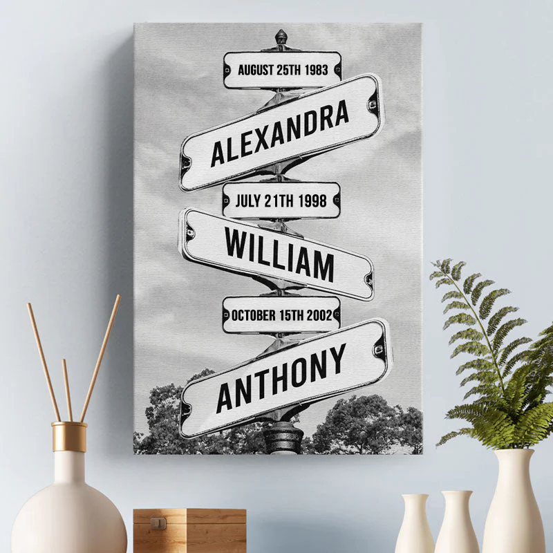 Where Love Never Ends Vertical Direction Board - Gift For Dad, Grandfather - Personlized Canvas Poster - Image 2