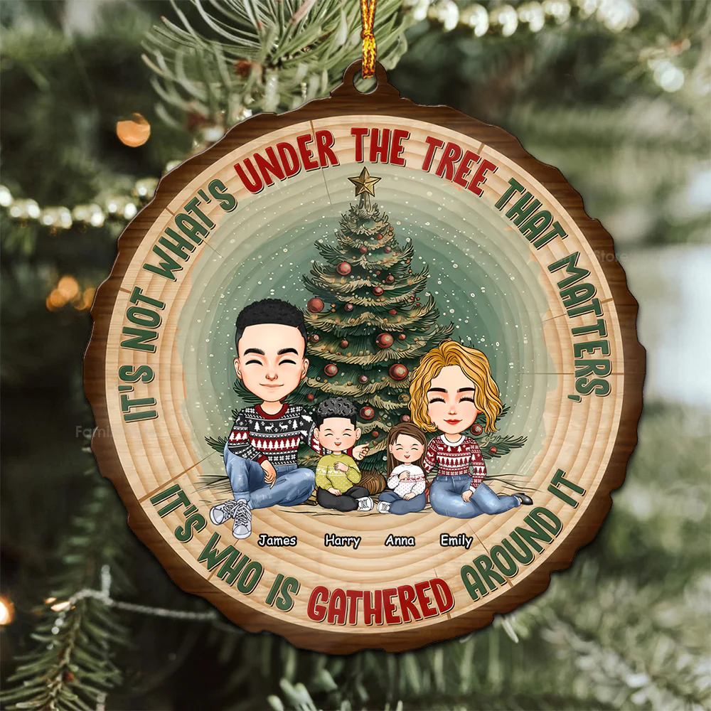 Who Is Gathered Around It - Personalized Wood Ornament - Gift For Family Members -  CL33 NA94 - Image 3