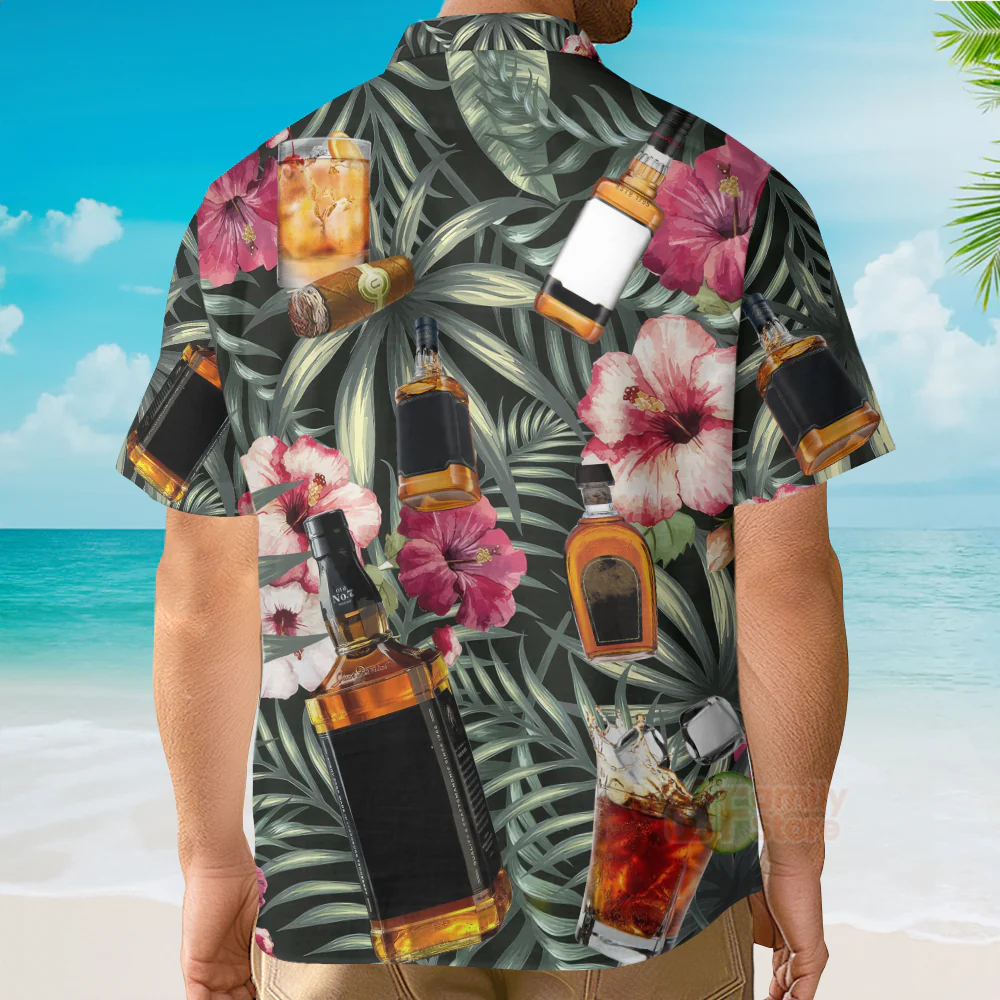 Wine Bourbon Tropical Leaf - Hawaiian Shirt - Image 2